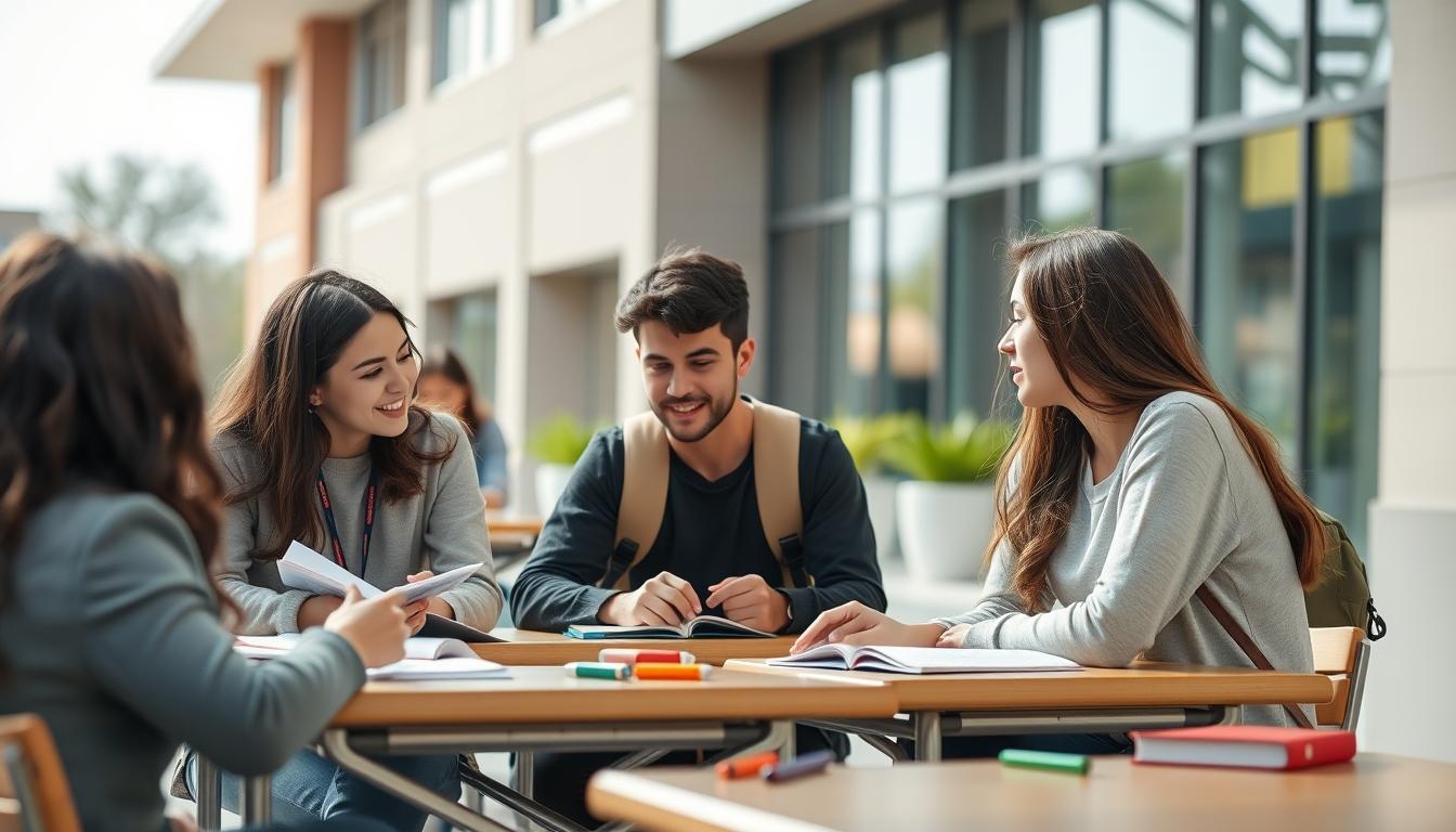 Student using a study guide to organize academic notes